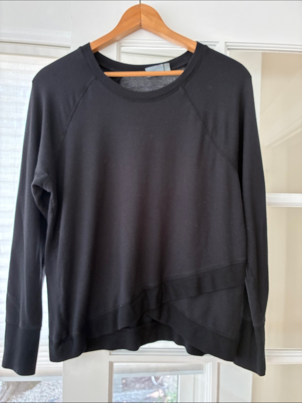Athleta Black Crewneck Long Sleeve Top